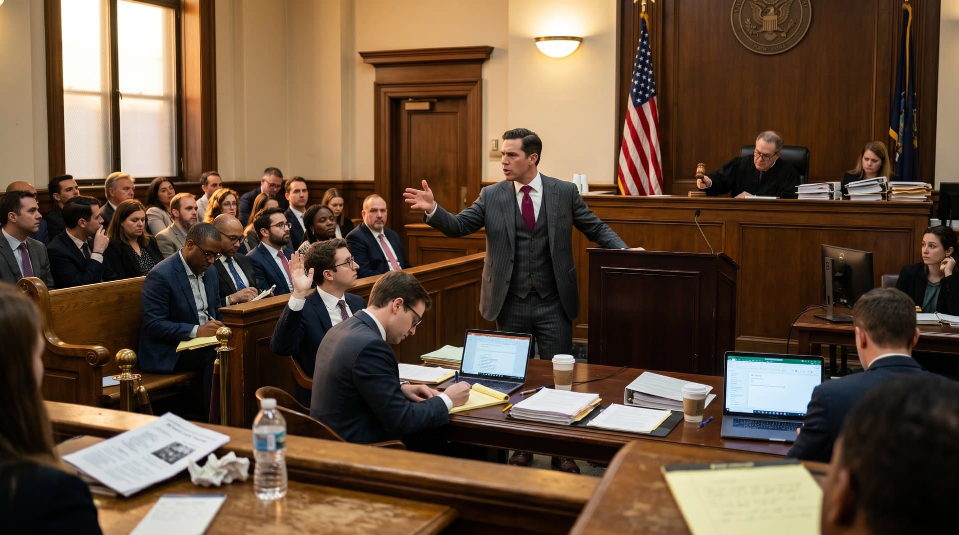 Wall Street lawyers face judge in courtroom over AI fake citations with crypto charts on screen